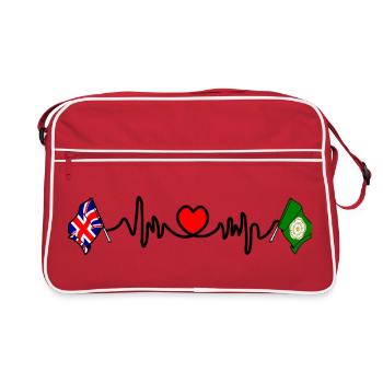North Yorkshire + Great Britain flag with heartbeat - Retro Bag - red/white - Front