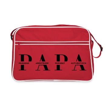 Horizontales PAPA Design in Schwarz für helle Mode - Retro Tasche - Rot/Weiß - Vorne
