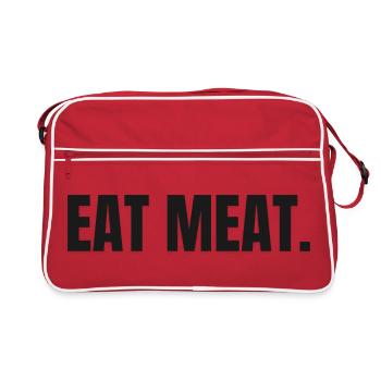 EAT MEAT | Carnivore Steak Statement - Retro Tasche - Rot/Weiß - Vorne
