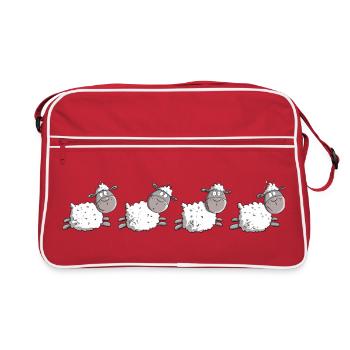 Petit troupeau de moutons I moutons comptant les moutons - Sac Retro - rouge/blanc - Devant