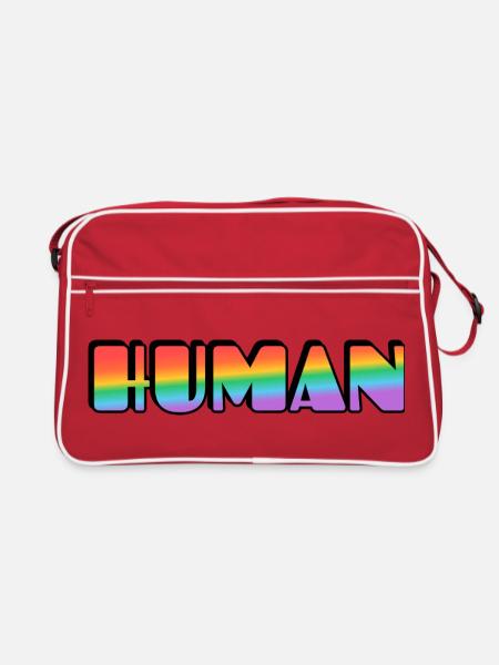 Rainbow Human Typography - Retro Bag - red/white - Front