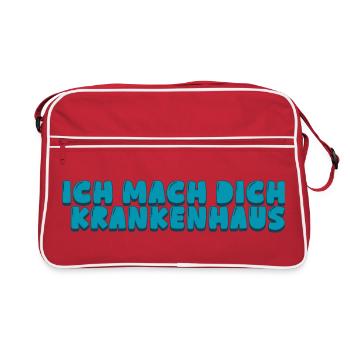 Ich mach dich Krankenhaus - Retro Tasche - Rot/Weiß - Vorne