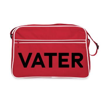 Vater Typografie Design VATER-MUTTER-KIND Geburt - Retro Tasche - Rot/Weiß - Vorne