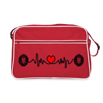 Herzfrequenz Cardio Löwe Löwin - Retro Tasche - Rot/Weiß - Vorne