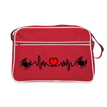 Herzfrequenz Kardio Krebs Krebs - Retro Tasche - Rot/Weiß - Vorne