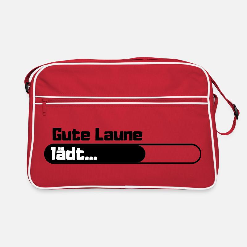 Gute Laune lädt - Retro Tasche - Rot/Weiß