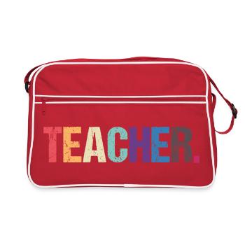 Colorful TEACHER design - Retro Bag - red/white - Front