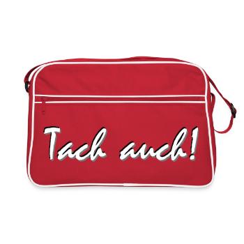 tach auch, Ruhrgebiet Dialekt, Lustig - Retro Tasche - Rot/Weiß - Vorne