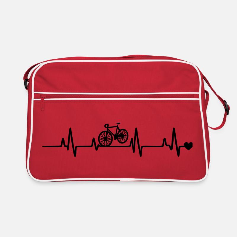 Fahrrad Herzschlag - Retro Tasche - Rot/Weiß