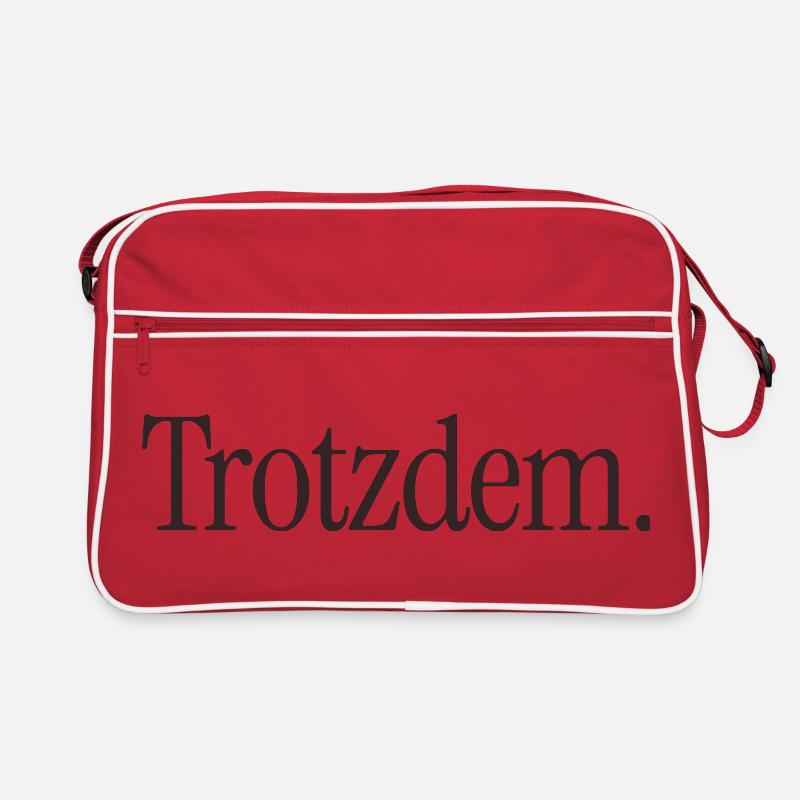Trotzdem. Minimalistischer Statement-Spruch - Retro Tasche - Rot/Weiß
