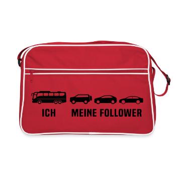 Busfahrer Linienbus Meine Follower Bus - Retro Tasche - Rot/Weiß - Vorne