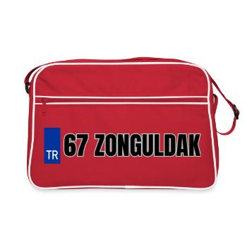 67 Zonguldak Kennzeichen | Türkisches Kennzeichen - Retro Tasche - Rot/Weiß - Vorne