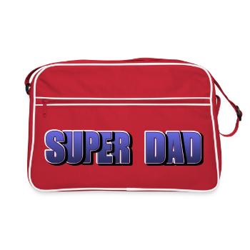 Schriftzug Super Dad für den besten Vater - Retro Tasche - Rot/Weiß - Vorne
