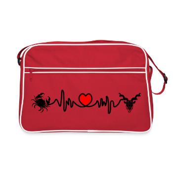 Herzfrequenz Kardio Krebs Steinbock - Retro Tasche - Rot/Weiß - Vorne