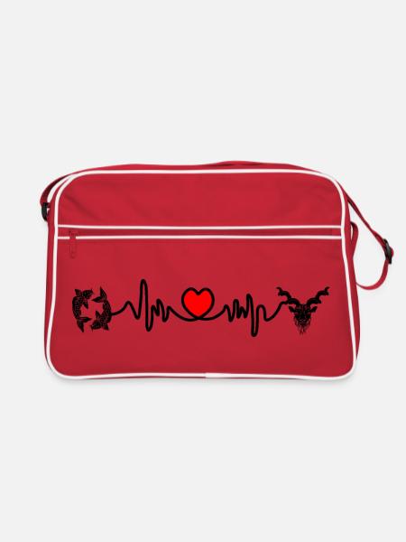 Fréquence cardiaque cardio Poissons Capricorne - Sac Retro - rouge/blanc - Devant