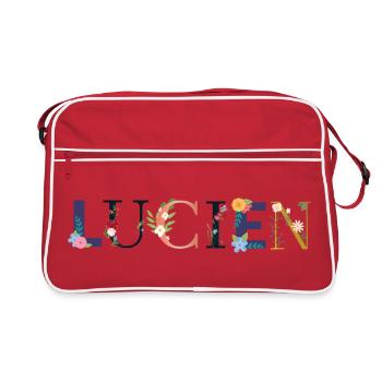 Le nom de LUCIEN est orné de fleurs - Sac Retro - rouge/blanc - Devant