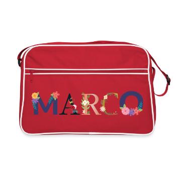 Le nom MARCO décoré de fleurs - Sac Retro - rouge/blanc - Devant