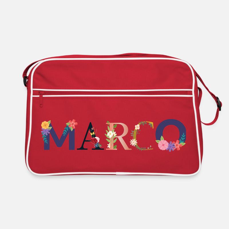 MARCO Name mit Blumen geschmückt Retro Tasche