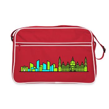 Artographie en ligne de la Skyline de la Basilique de la ville de Saragosse - Sac Retro - rouge/blanc - Devant
