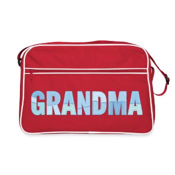 Coutures de grand-mère – patchwork bleu brodé - Sac Retro - rouge/blanc - Devant