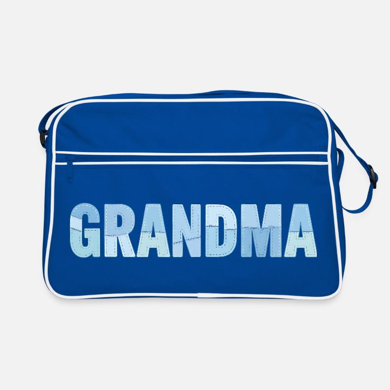 Coutures de grand-mère – patchwork bleu brodé Sac Retro