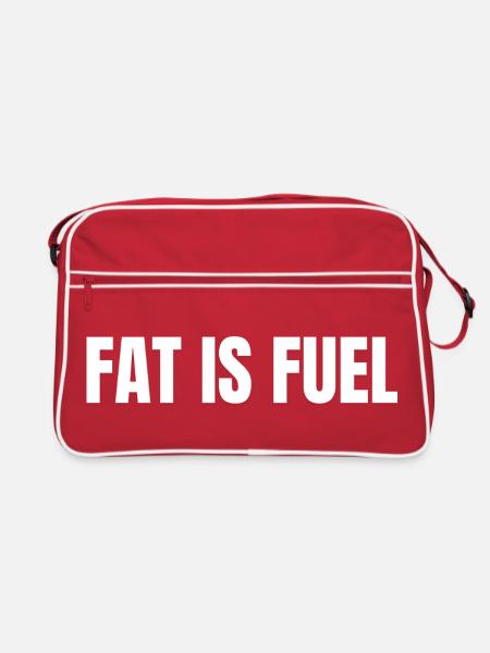 FAT IS FUEL | Carnivore T-Shirt High Fat Lifestyle - Retro Tasche - Rot/Weiß - Vorne