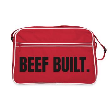 BEEF BUILT | Carnivore T-Shirt | Steak & Strength  - Retro Tasche - Rot/Weiß - Vorne