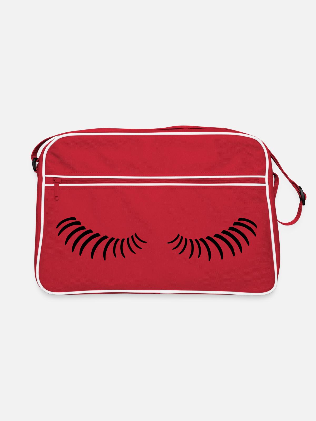 Eye lashes looking down. - Retro Bag - red/white - Front