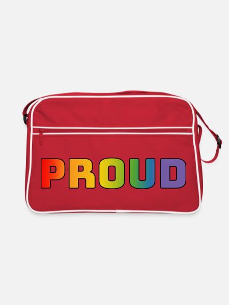 Regenbogen proud schwarz - Retro Tasche - Rot/Weiß - Vorne