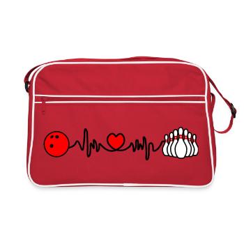 Bowling-Cardio-Herzfrequenz - Retro Tasche - Rot/Weiß - Vorne
