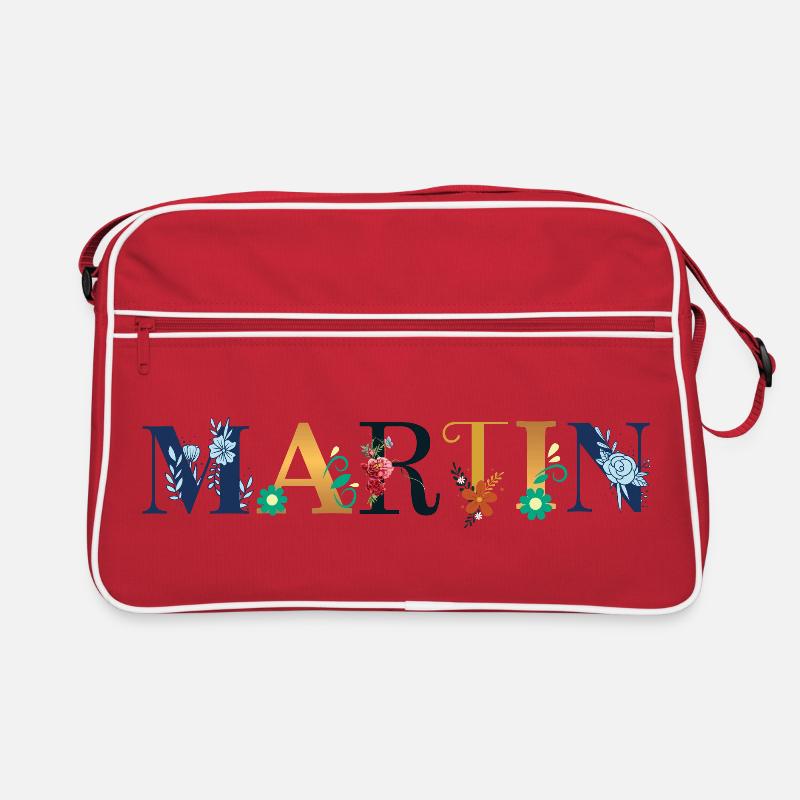 MARTIN Name mit Blumen geschmückt Retro Tasche