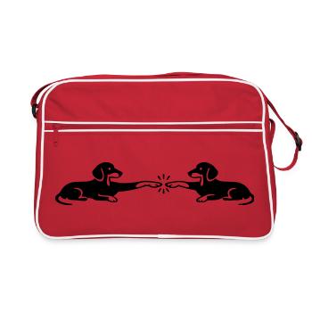 Dachshund Paws Touch Michelangelo - Retro Bag - red/white - Front