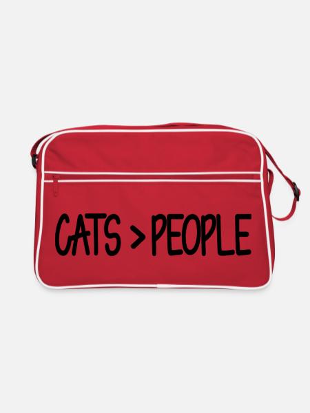 Chats>Gens Drôle de Chat - Sac Retro - rouge/blanc - Devant
