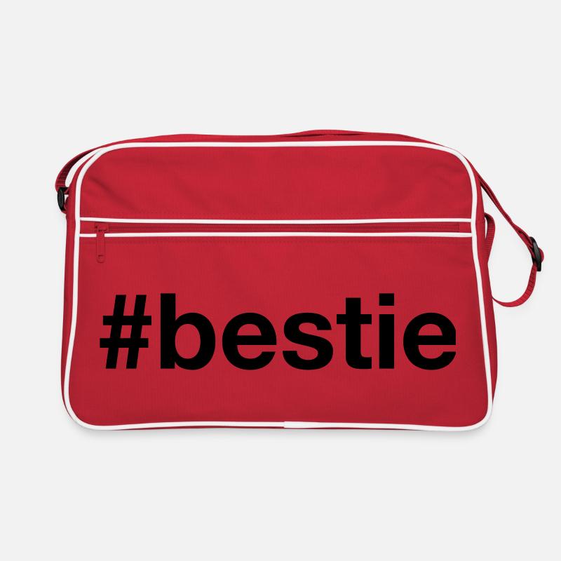 BESTIE Hashtag Meilleur ami Bester Freund - Sac Retro - rouge/blanc