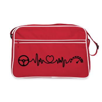 Cardio fréquence cardiaque de la voiture de sport avec compteur de vitesse - Sac Retro - rouge/blanc - Devant