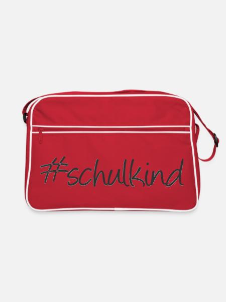Hashtag Schulkind - Retro Tasche - Rot/Weiß - Vorne