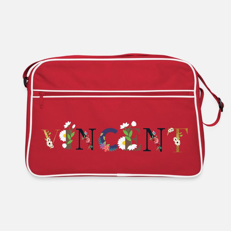 Le nom de VINCENT décoré de fleurs Sac Retro