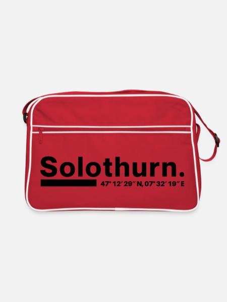 Solothurn Koordinaten Kanton Schweiz - Retro Tasche - Rot/Weiß - Vorne