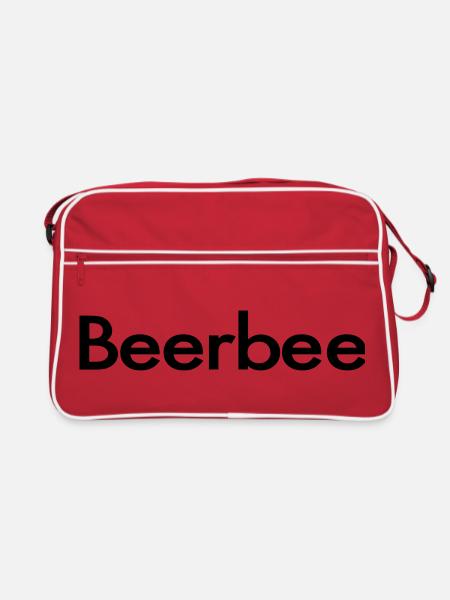 Beerbee Biertrinker Bierbiene Malle Spruch - Retro Tasche - Rot/Weiß - Vorne