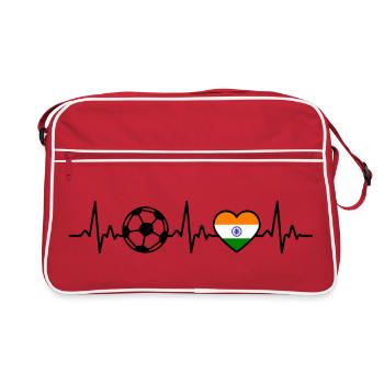 Indien Fußball Herzschlag Indien - Retro Tasche - Rot/Weiß - Vorne