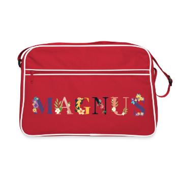 Nom MAGNUS Décoré de Fleurs - Sac Retro - rouge/blanc - Devant