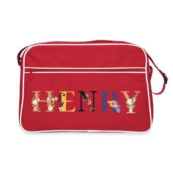 Nom HENRY décoré de fleurs - Sac Retro - rouge/blanc - Devant