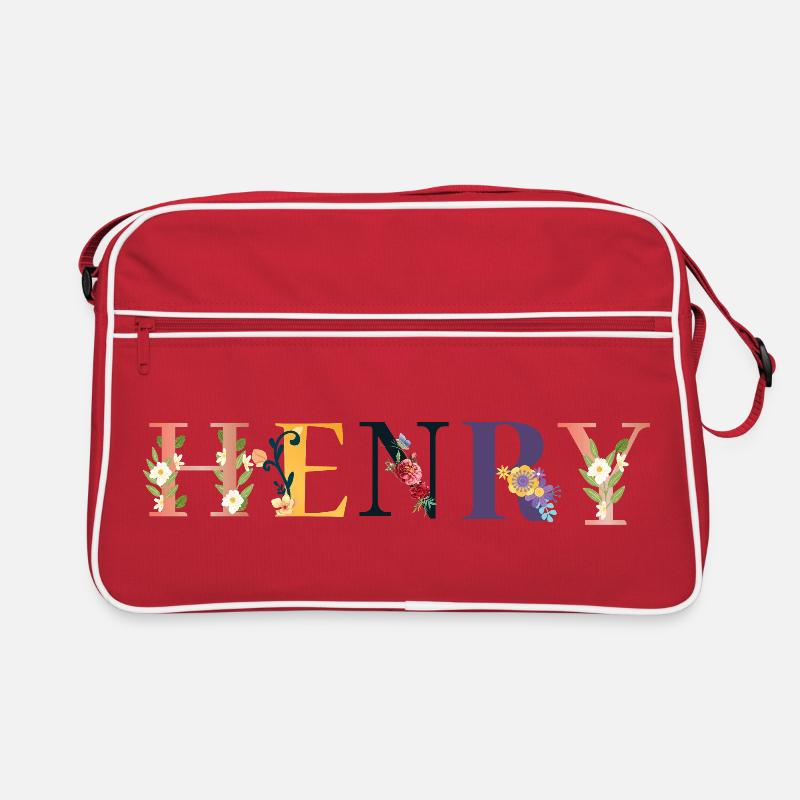 Nom HENRY décoré de fleurs Sac Retro