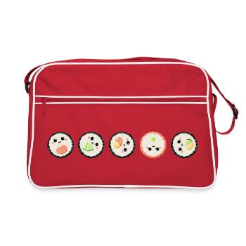 Sushi Rouleaux de sushi sucrés Cuisine japonaise - Sac Retro - rouge/blanc - Devant