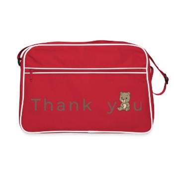 Merci par message avec un petit ours en peluche - Sac Retro - rouge/blanc - Devant