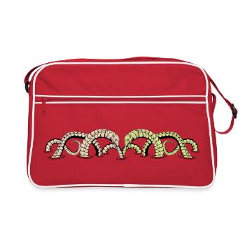 Seeschlangen: Mittelalterliches Bestiarium - Retro Tasche - Rot/Weiß - Vorne