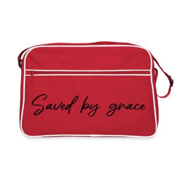 Cadeaux avec la proverbe chrétienne Sauvés par la grâce - Sac Retro - rouge/blanc - Devant