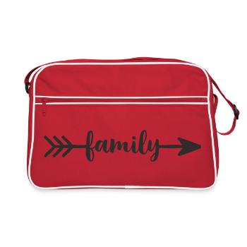 Famille avec flèche – Design familial aimant - Sac Retro - rouge/blanc - Devant