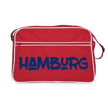 Hamburg - Hansestadt - Alster - Elbe - Hafen - Retro Tasche - Rot/Weiß - Vorne