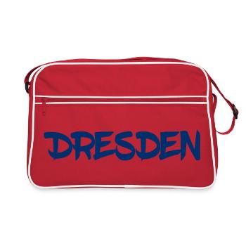 Dresden - Sachsen - Frauenkirche - Zwinger - Elbe - Retro Tasche - Rot/Weiß - Vorne